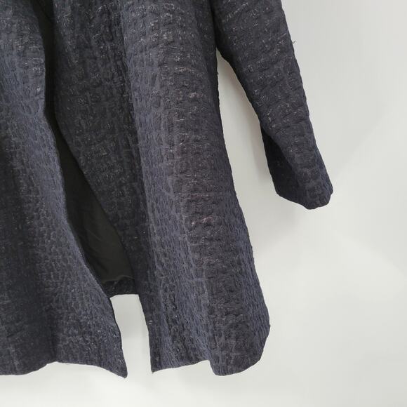 Chicos Jacquard Jacket Womens XL Smoke Gray Textured Long Line Open Front Draped - Picture 8 of 14